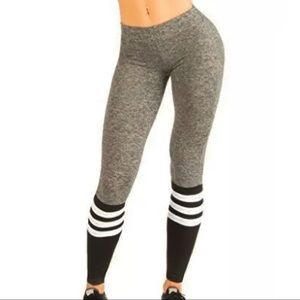 Bombshell Sportswear Heather Grey and Black Knee High Sock Leggings XS